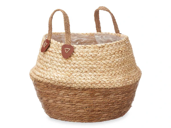Cesto Decorativo em Fibra Natural com Pega