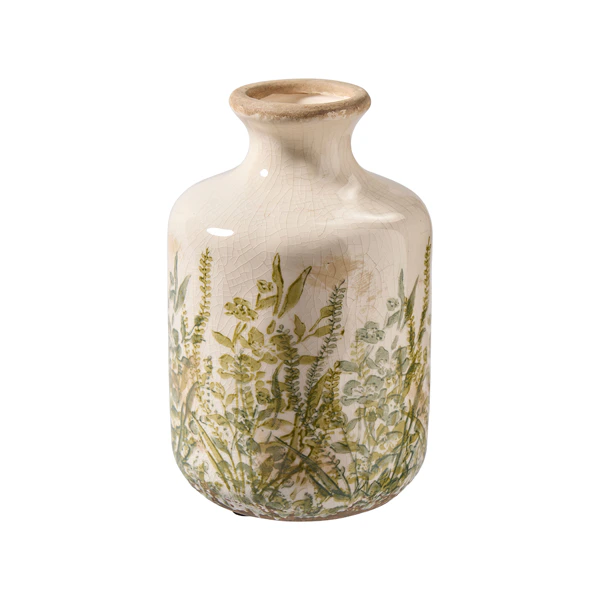 Jarrão de Cerâmica Creme&Verde – 17,50cm