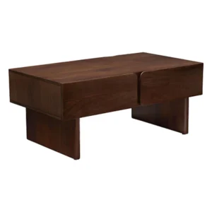 Mesa de Centro em Madeira Nogueira com 2 Gavetas