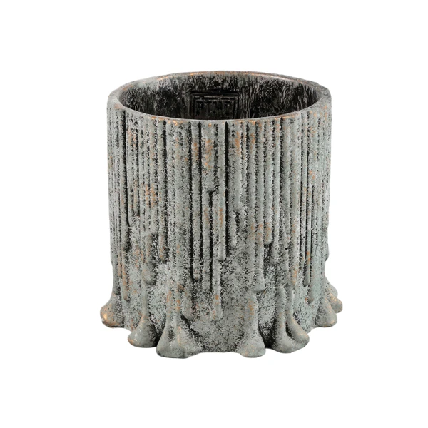 Pote de Flores Indiana M Pingando Cinza 17 cm