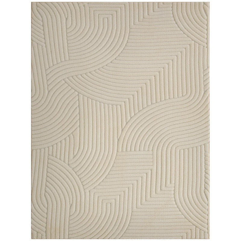 Tapete de Pelo Curto Creme Branco 160×230