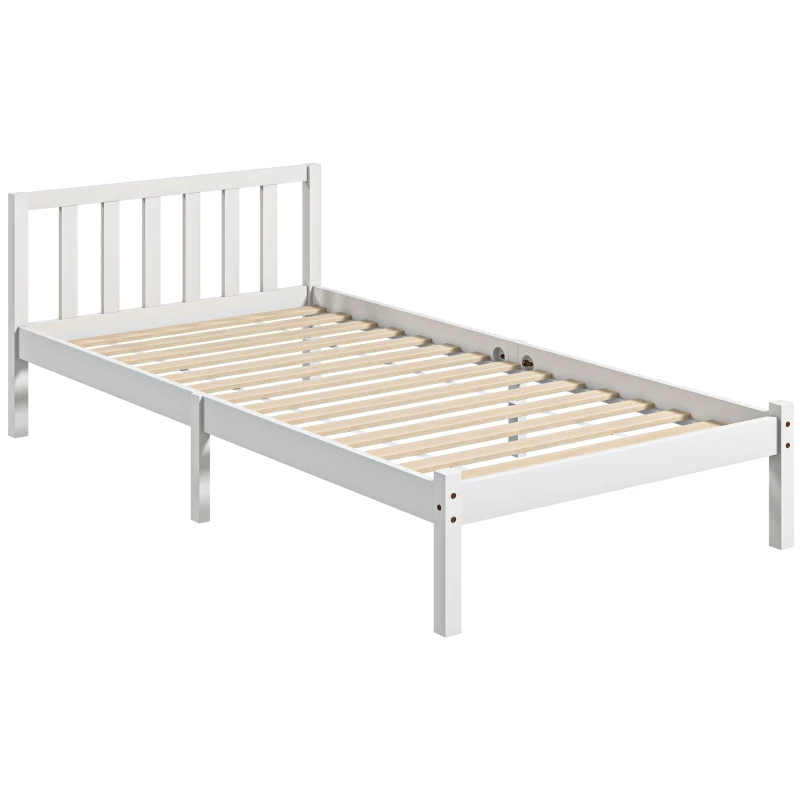 Cama de Madeira  Branca de Solteiro 90 × 190 cm