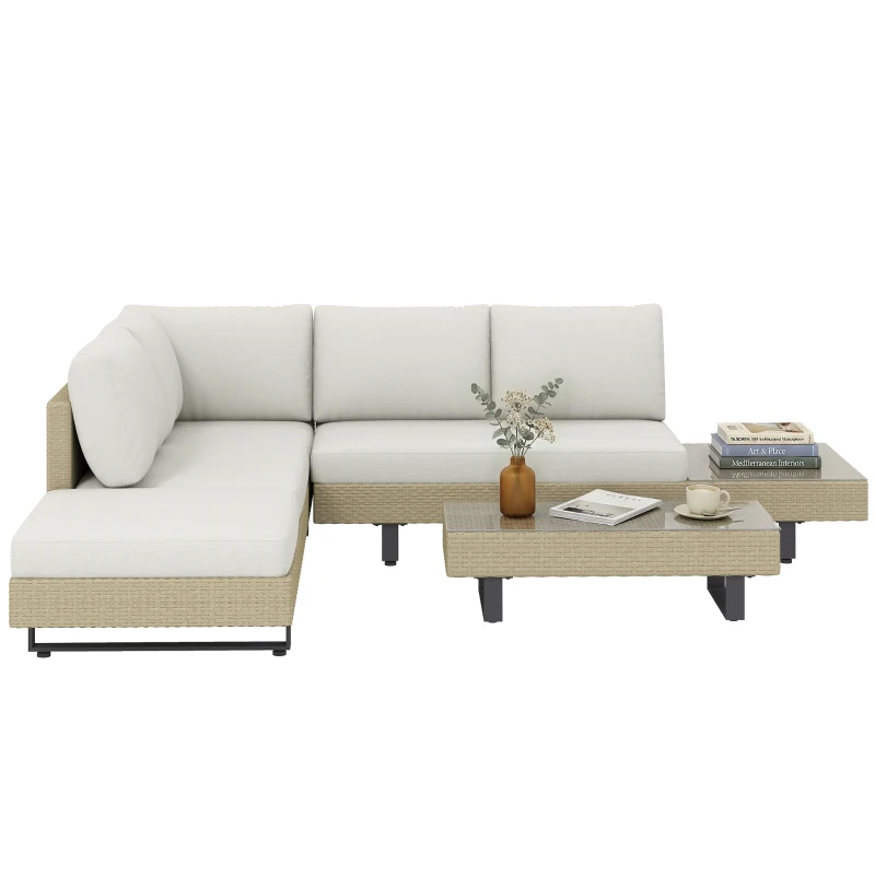 Conjunto de Jardim  de 3 Peças com Sofá Modular de 3/2 Lugares