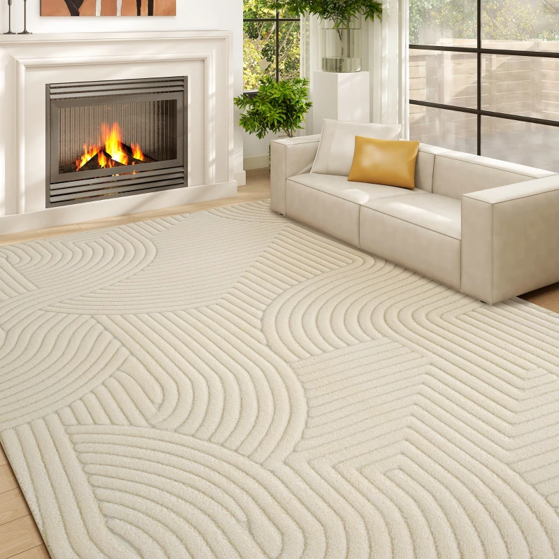 Tapete de Pelo Curto Creme Branco 160x230 - Image 2