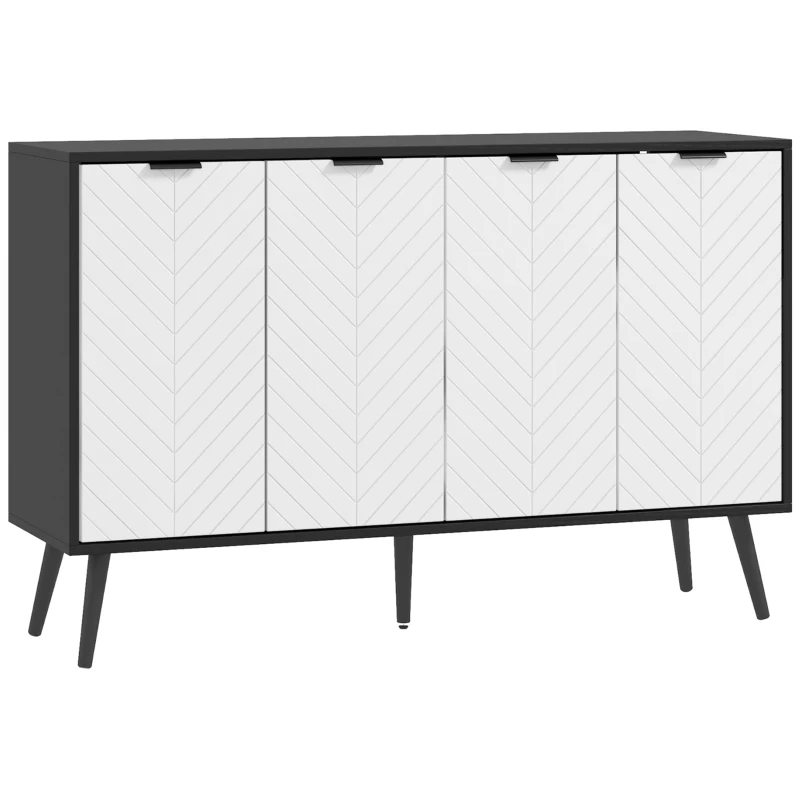 Aparador 4 Portas Branco e Preto 120x35x77,4 cm