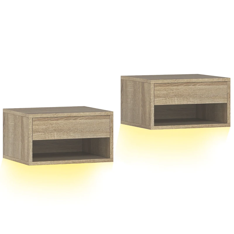 Conjunto de 2 Mesas de Cabeceira Suspensas com LED - Image 2
