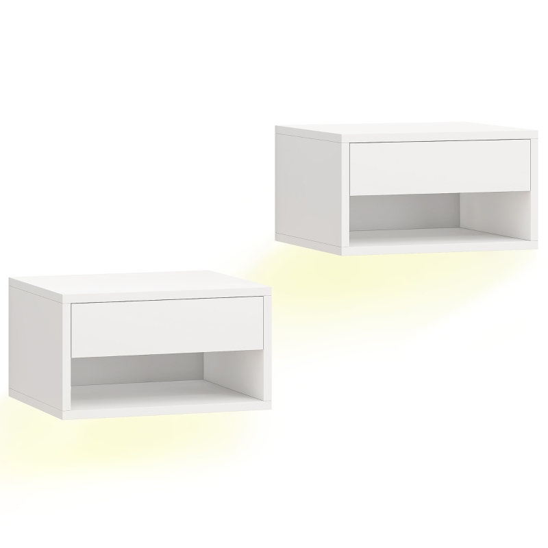 Conjunto de 2 Mesas de Cabeceira Suspensas com LED - Image 3