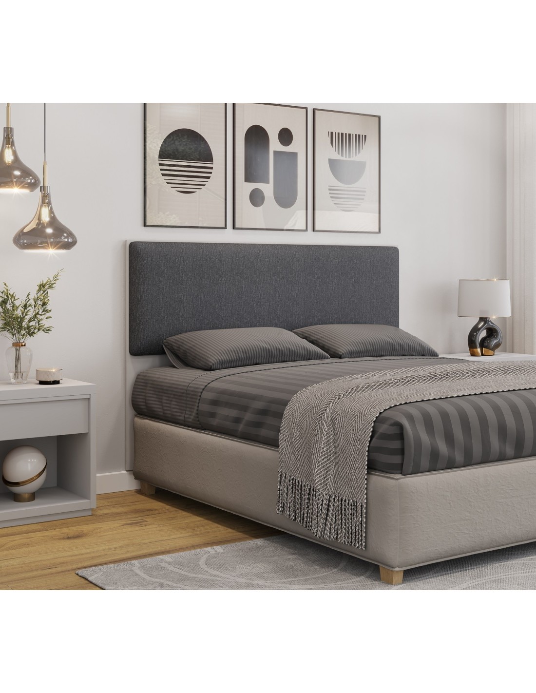 Cabeceira de Cama Uni Cor Chumbo