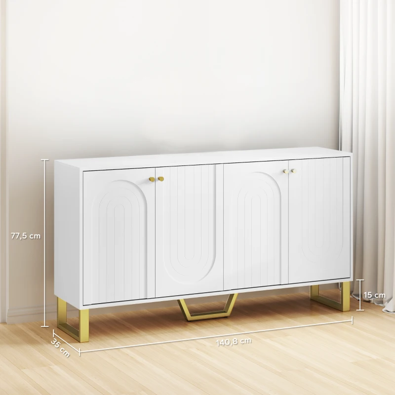 Aparador Moderno Branco com Pés Dourados 140,8 cm - Image 2