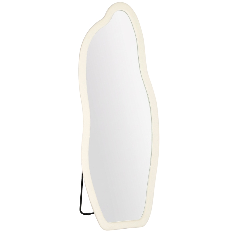 Espelho Moldura Arqueada Aveludada Creme 160x60cm