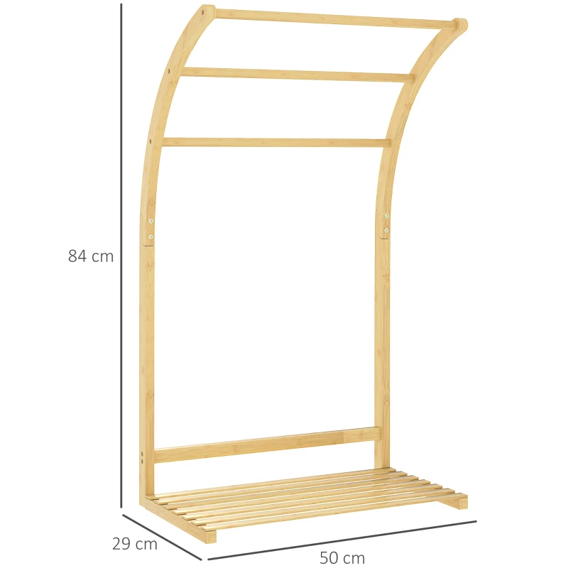 Toalheiro de Pé em Bambu Natural com 3 Níveis e Prateleira - Image 4